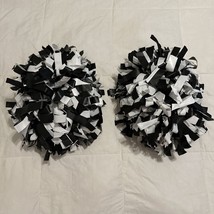 Cheerleading Pom Poms Black And White Cheer Dance Accessories Costume - £7.49 GBP