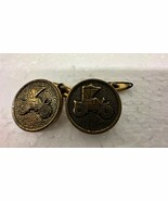 Vintage Detailed Retro Gold Tone Model T Button Cuff Links M205 - €7,65 EUR