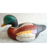Vintage Jasco Mallard Duck Jewelry Box Trinket Dish Decoy Ceramic Felt L... - £9.32 GBP