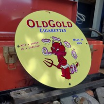 Vintage 1969 Old Gold Cigarettes Tobacco Company Porcelain Gas &amp; Oil Pump Sign - £98.32 GBP