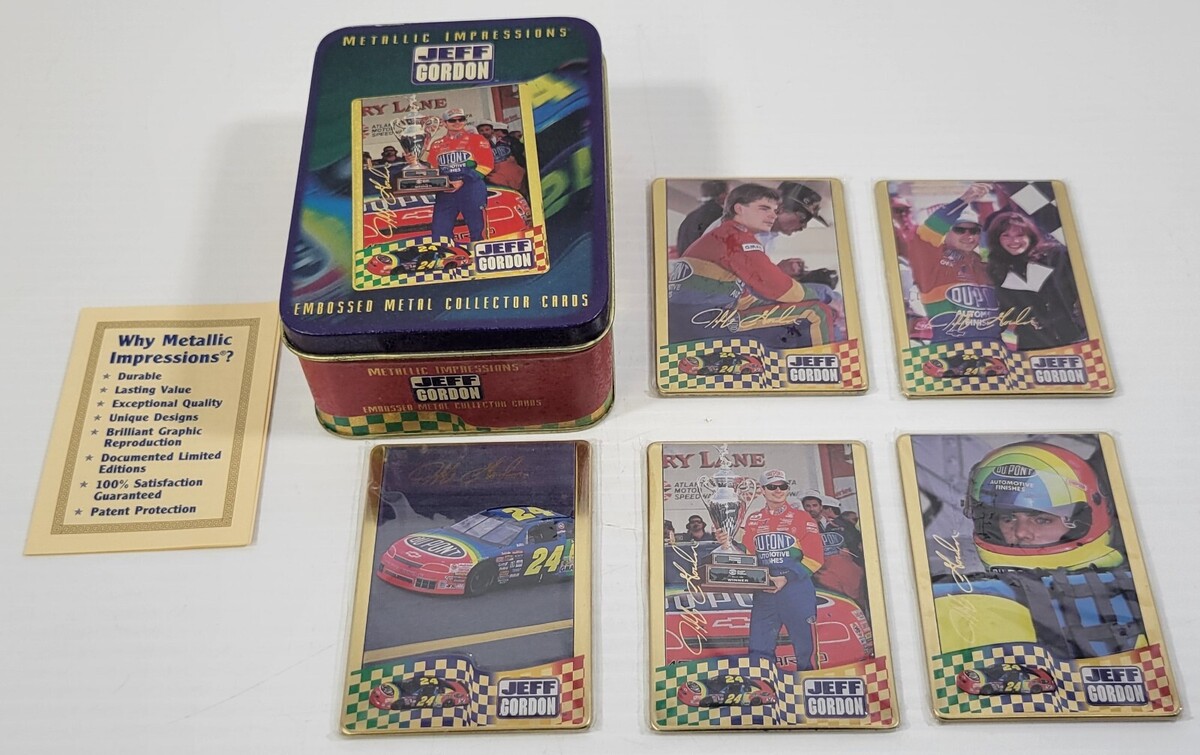N) 1995 Metallic Impressions Embossed Metal Collector Cards in Tin - Jef... - $9.89