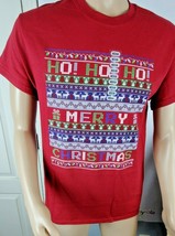 Christmas T-shirt Ho Ho Ho Merry Christmas Red Size Medium Gildan - £19.71 GBP