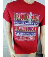 Christmas T-shirt Ho Ho Ho Merry Christmas Red Size Medium Gildan - £19.78 GBP