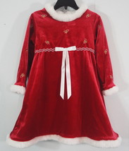 Youngland Holiday Dress Red Velour White Faux Fur Christmas Candy Cane G... - $9.56