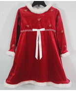 Youngland Holiday Dress Red Velour White Faux Fur Christmas Candy Cane G... - £7.59 GBP