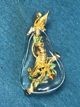 Vintage Tancer Signed Goldtone Partridge in A Clear Plastic Pear Christmas Holid - £38.11 GBP