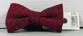 Ryan Seacrest Distinction Men&#39;s Acacia Paisley BT Bow Tie Red and Black - £15.78 GBP