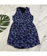Rebecca Taylor Silk Dress Size 12 Purple Black Abstract Pleated Open Bac... - $33.65
