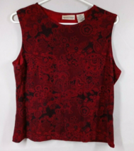 Apostrophe Women&#39;s Red &amp; Black Metallic Sleeveless Blouse With Floral Design L - £12.87 GBP