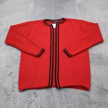 Linda Allard Ellen Tracy Sweater Womens S Red Open Front Knit Cardigan - £20.56 GBP