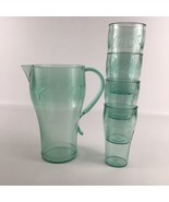 Coca Cola Drinkware Set Plastic Pitcher Glasses Green Collectible Contai... - £39.07 GBP