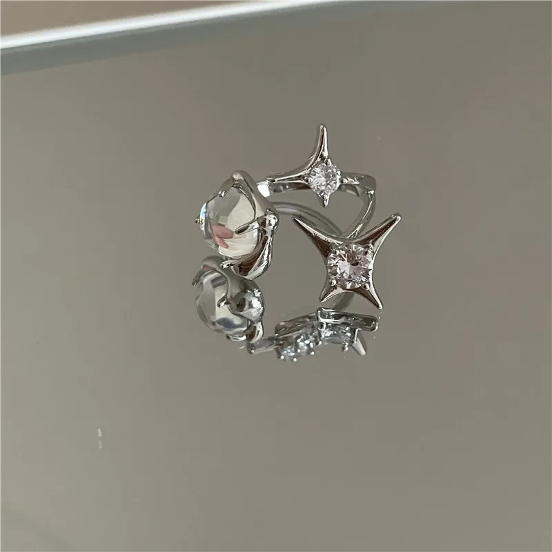 Opal irregular ring for women zircon star open rings vintage geometric aesthetic trendy thumb200