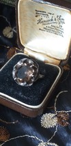 Antique Vintage Victorian 1890-s Silver Smokey  Quartz Ring  Size US 8.5  ,UK R - £92.67 GBP