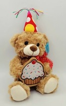Gabi Toy 13&quot; Happy Birthday Musical Teddy Bear w/ Cupcake Money/Gift Holder - £9.54 GBP