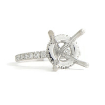 Thin Diamond Band Hidden Halo Engagement Ring Setting Mounting 14K White Gold - £1,261.57 GBP