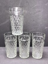 Vintage Anchor Hocking Quilted Diamond Point Tumblers Glasses 6” Tall Se... - $27.00