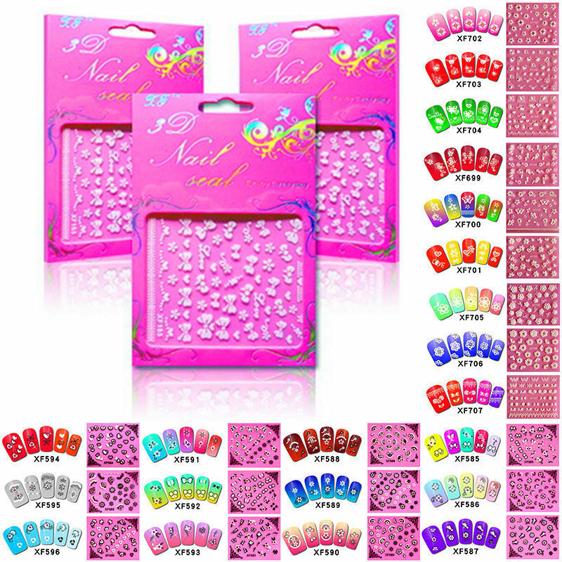 Nail Art 3D Gold White Stickers Butterfly Stones Design Decoration Tips - $2.99
