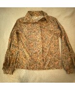 Vintage Polyester Womens Shirt SIZE SMALL tan pink brown CENTER STAGE 60... - $23.01 CAD