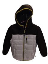 Eddie Bauer Jacket Boys Medium 10 - 12 Plush Reversible Hooded Black Gray - £22.20 GBP