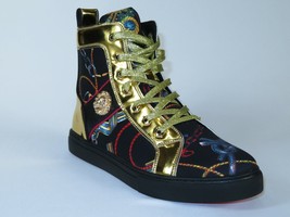 Mens High Top Shoes Fiesso By Aurelio Garcia Chain Medusa Celebrity 2421 Black - £135.88 GBP