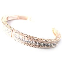 EleganceWithFlair Rose Gold Tone Stretch Bracelet clear Crystal Bride Maids Jewe - £7.73 GBP