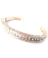 EleganceWithFlair Rose Gold Tone Stretch Bracelet clear Crystal Bride Ma... - $10.00