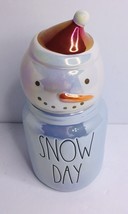 Topper Canister Rae Dunn &quot;Snow Day” Iridescent Blue Baby Snowman Christmas - £22.15 GBP