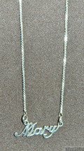 925 Sterling Silver Name Necklace - Name Plate - MARY 17&quot; chain w/pendant - $60.00