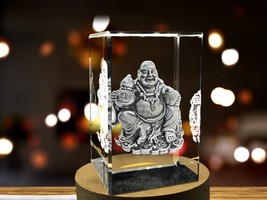 LED Base included | Chinese Buddha 3D Engraved Crystal Keepsake - £31.45 GBP+