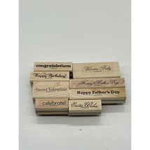 Stampin&#39; Up! Hostess Set Something To Celebrate 8 Wood Mounted Stamps Words - $12.86