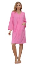 RH Womens Zipper Robes Half Sleeve Zip Front Knee Length Housecoat Dress... - $22.99
