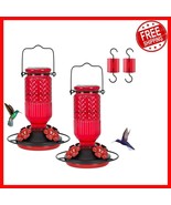 Stylish 2-Pack Glass Hummingbird Feeders with Built-in Ant Moat &amp; Bee Re... - $950.11 MXN