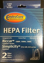 EnviroCare Replacement HEPA Vacuum Filters for Riccar: RF15, 1500P, 1500M, 1800S - $18.12