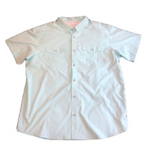 Columbia PFG Button Up Shirt Mens 2XL Mint Aqua Turquoise Vented Fishing Omni - £12.39 GBP