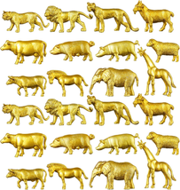 24 Pcs Gold Plastic Animal Figurines Toys, Zoo Safari Animal Figures, Elephant L - £11.83 GBP