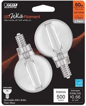 Feit White Filament G16.5 E12 Filament LED Bulb Soft White 60W 2-ct - $11.87
