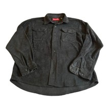 Wrangler Mens Shirt Black Large Fleece Overshirt Long Sleeve Utility But... - $37.39