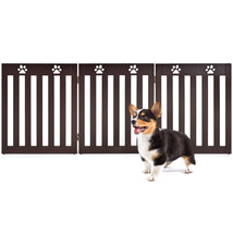 Costway 24&quot; Folding Wooden Freestanding Pet Gate Dog Gate with Hinge Esp... - $94.99