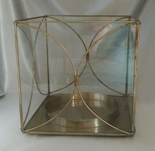 PIER 1 Large Glass / Metal Hinged Door Pillar Candle Holder (Mexico) 8" Cube Box - $19.50