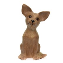 Vintage Ceramic Hand Painted Dog Puppy Brown Chihuahua Figurine Statue 9&quot; height - £15.40 GBP