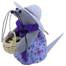 Mouse Holding Easter Basket with Easter Eggs, Purple Print Dress, Handmade  - $8.95