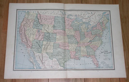 1887 Antique Map Of United States Indian Territory Oklahoma Verso Maine Manitoba - £19.83 GBP