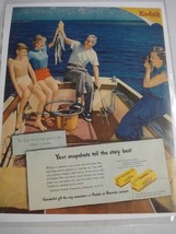 1950 Color Ad Kodak Brownie Camera Family on a Fishing Trip - $9.99
