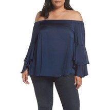 NWT Womens Plus Size 3X Vince Camuto Blue Bell Sleeve Off the Shoulder Blouse - £25.21 GBP