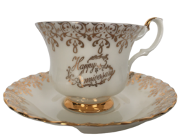 Royal Albert Teacup and Saucer Bone China England Happy Anniversary Gift Idea - £16.23 GBP