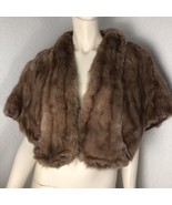 Vintage 50s Fur Capelet Stole Tan Brown Genuine Mink Fur Shawl Womens S/M - $65.64 CAD