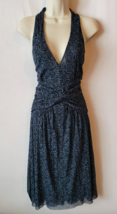 Michael Kors M Blue Black Gathered Dress Elegant Chic - $29.99
