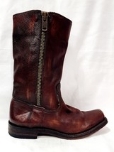 Frye HEATH 77283 Maple Brown Leather Boot Outside Zip Women Distress 7.5... - $154.44