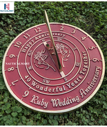  NauticalMart 40th Ruby 2022 Wedding Anniversary Large Sundial Gift Red - £77.62 GBP