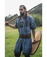 Viking Short-Sleeve Leather-Accented Tunic | 100% Cotton, Riveted Panels  - $1,840.08 MXN